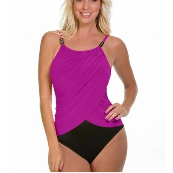 Magic Suit by Miraclesuit Swimsuit One Piece Swimwear Orchid Womens Size 12 New - Picture 15 of 15